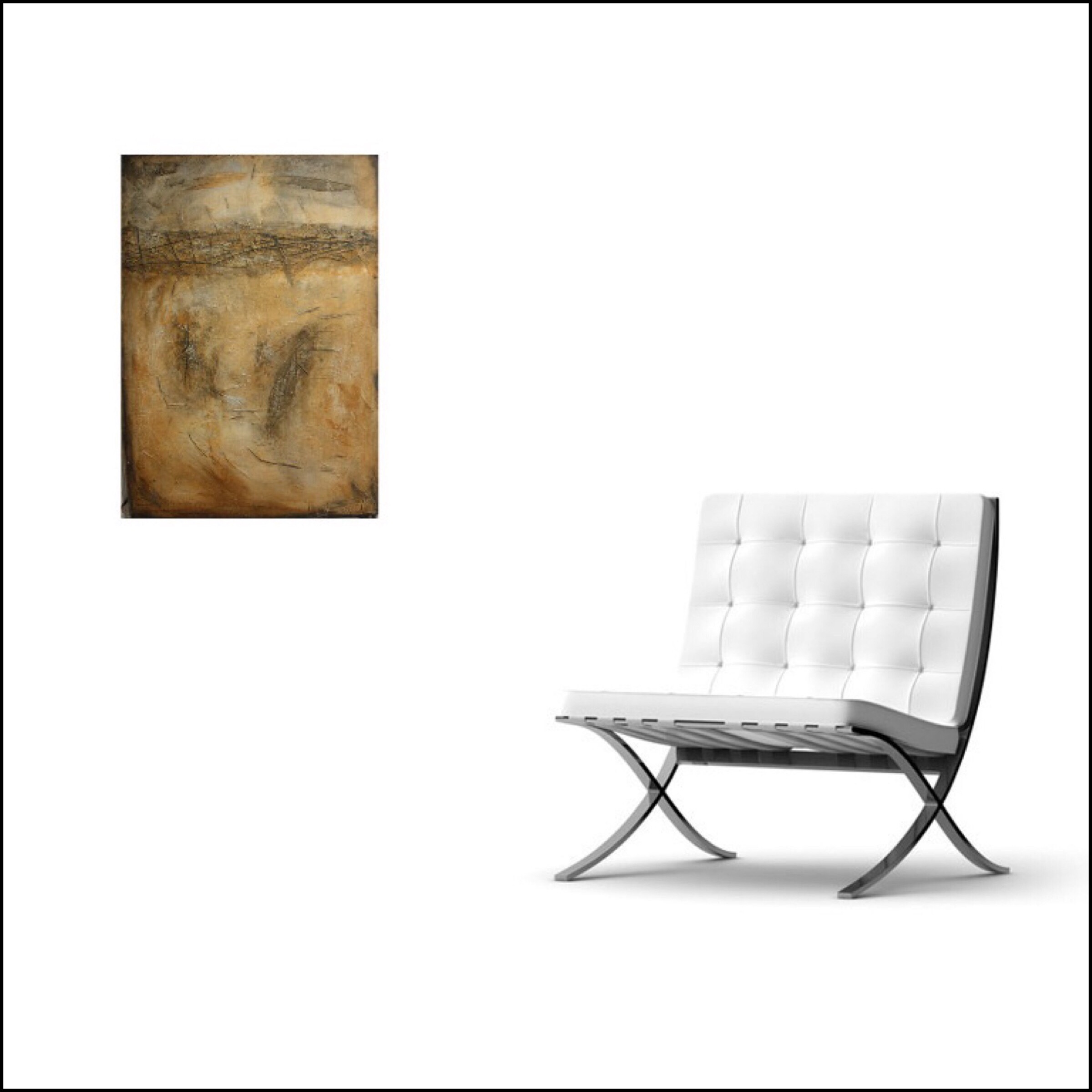 Interior design: Textured abstract painting in earth colors