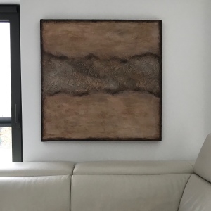 Interior design: abstract textured painting in earth tones